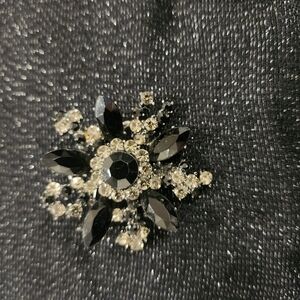 Black and Silver Floral Brooch